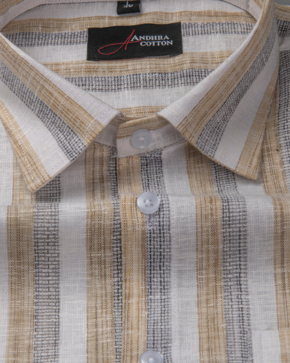 Jute Linen Fone with Grey Patta Shirts for Men