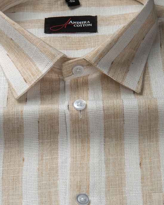 Soft Jute Linen White with Fone Patta Shirts for Men