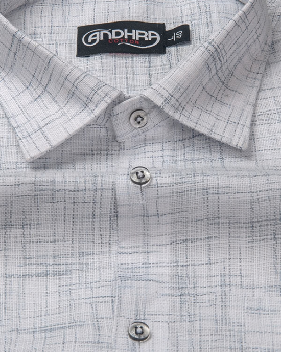 Mofatlal Khadi White with Gray Shade Shirts for Men