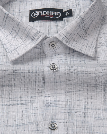 Mofatlal Khadi White with Gray Shade Shirts for Men