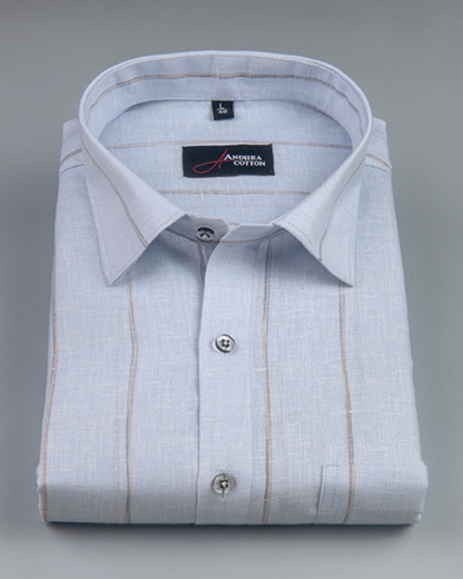 Kalas Linen Sky Blue with Golden Lining Shirt for Men
