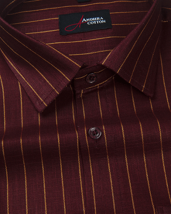 Cotton Marrun with Golden Lining Shirts for Men