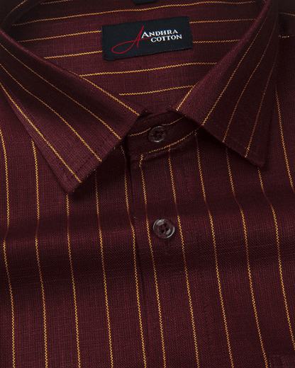 Cotton Marrun with Golden Lining Shirts for Men