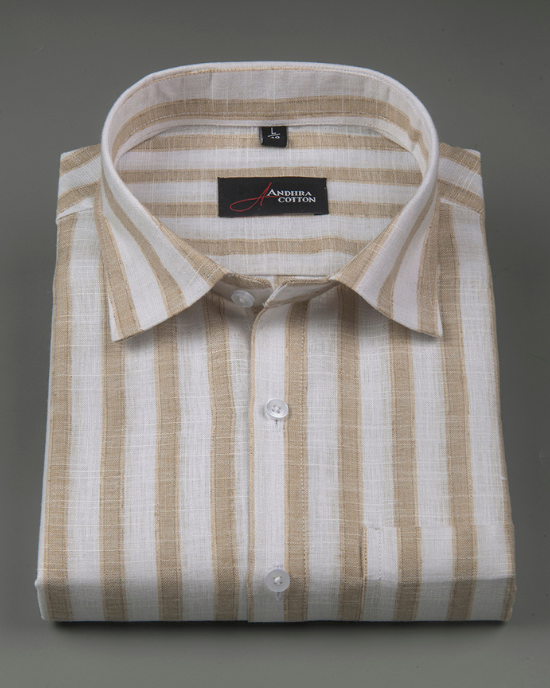 Soft Linen White with Fone Patta Shirts for Men