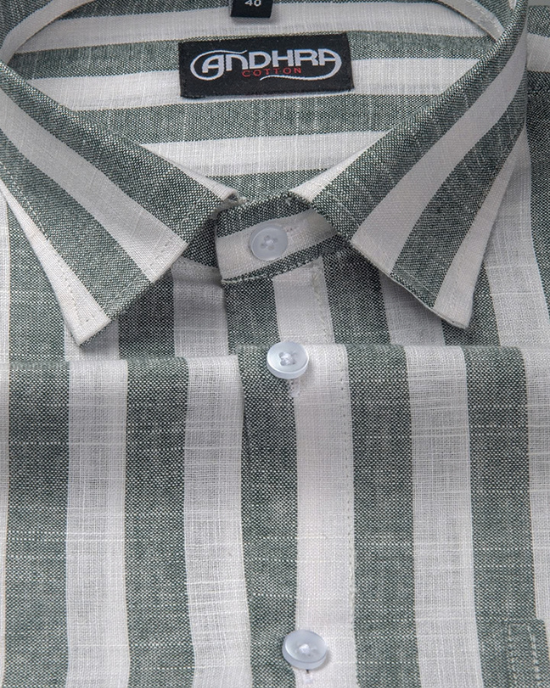 Oxford White with Green Patta Shirts for Men