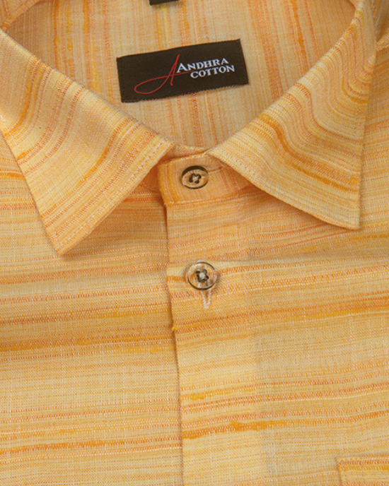 Ethenik Khadi Golden Yellow Colour Shirt for Men
