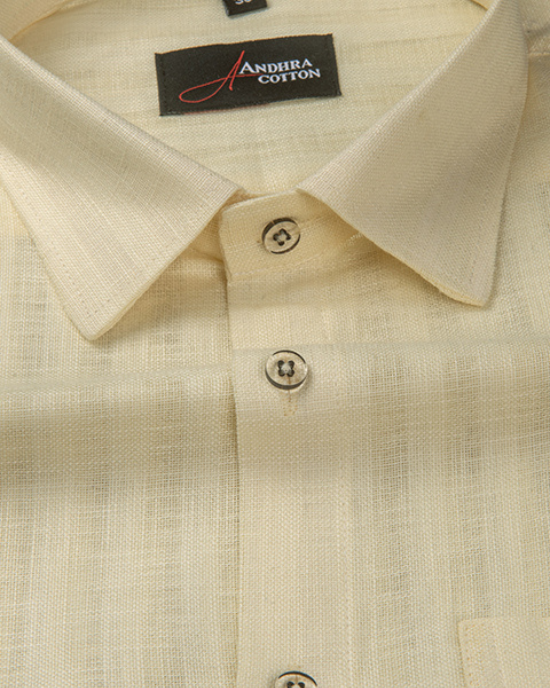 Linen lining light yellow colour shirts for men