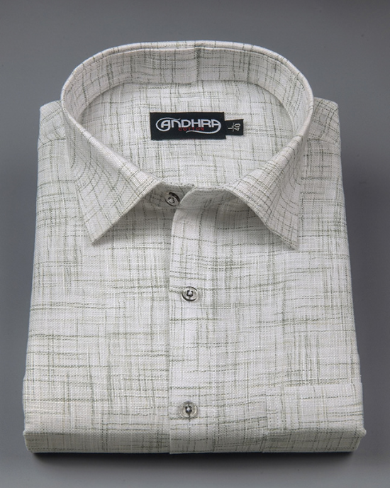 Mofatlal Khadi White with Green Shade Colour Shirts for Men