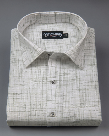 Mofatlal Khadi White with Green Shade Colour Shirts for Men