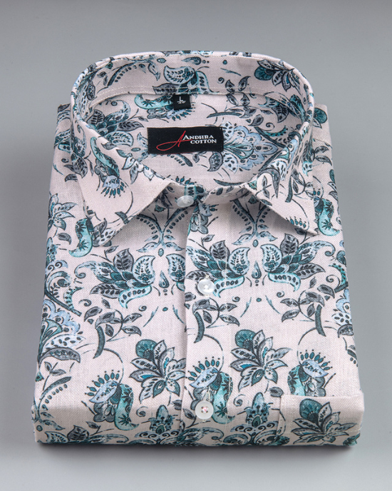 Rusiyano Linen Light Fone With Rama Print Shirts For Men