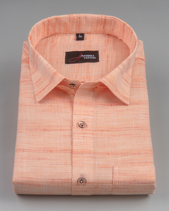 Ethenik Khadi Orange Colour Shirt for Men