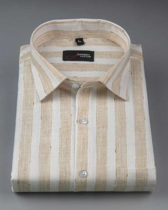Soft Jute Linen White with Fone Patta Shirts for Men