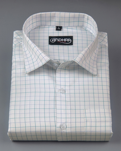 Arvind Mofatlal Rama Geen with Blue Checks Shirts for Men