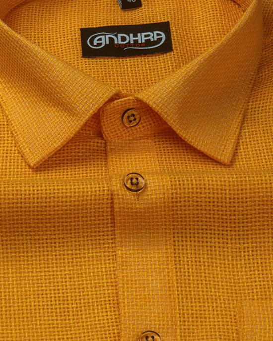 Matty Jute Linen Golden Yellow Colour Shirts for Men