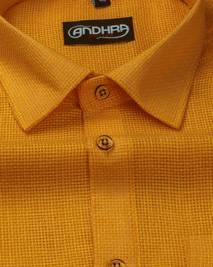 Matty Jute Linen Golden Yellow Colour Shirts for Men