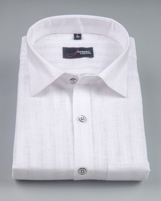 Linen Lining White Colour Shirts for Men