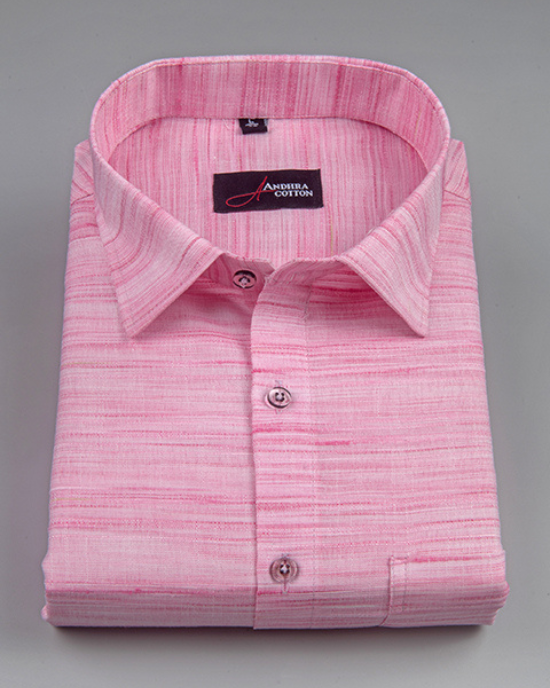 Ethenik Khadi Pink Colour Shirt for Men