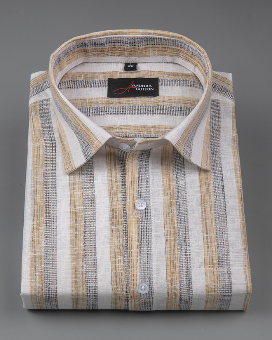 Jute Linen Fone with Grey Patta Shirts for Men