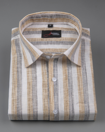 Jute Linen Fone with Grey Patta Shirts for Men