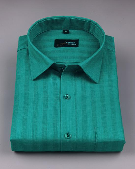 Linen lining rama green colour shirts for men