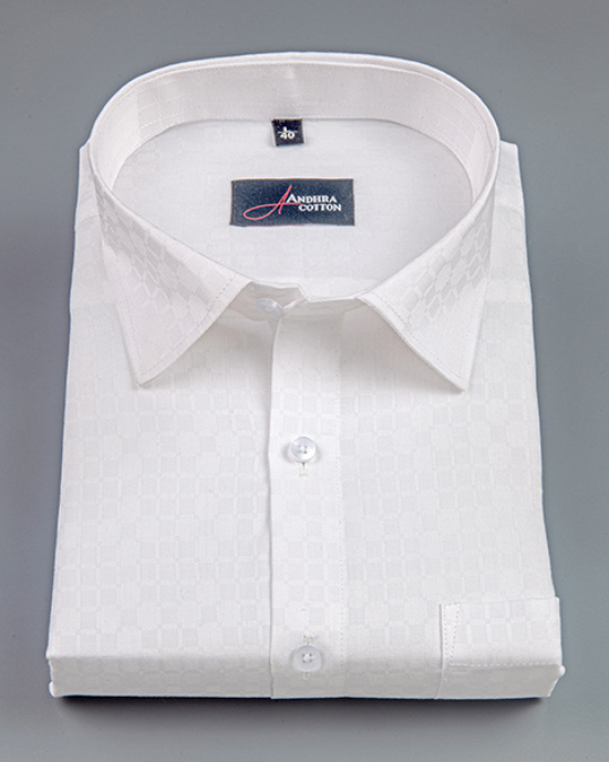 Jaquat White Sobar Square Design Shirts for Men