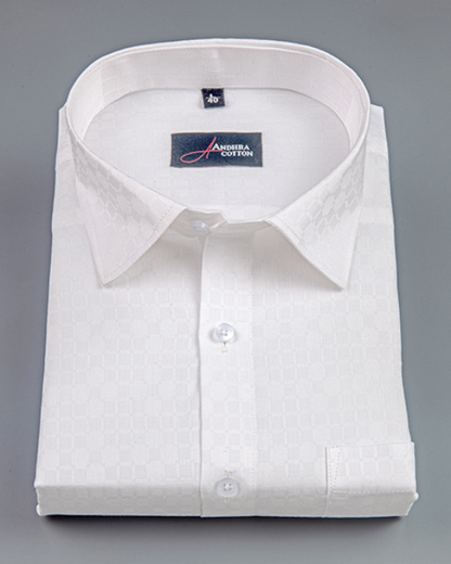 Jaquat White Sobar Square Design Shirts for Men