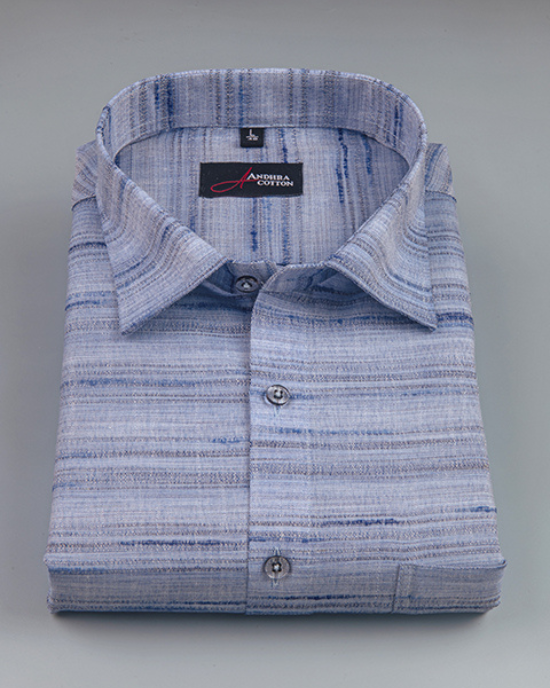 Ethenik Khadi Blue Colour Shirt for Men