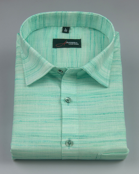 Ethenik Khadi Rama Green Colour Shirt for Men
