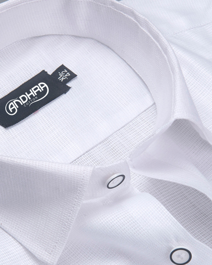 Italian Linen Structure White Shirts for Men