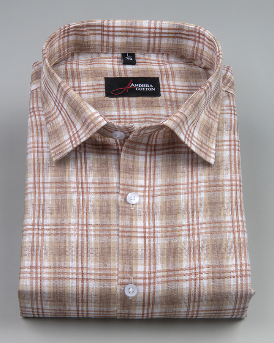 Super Fine Linen Fone Marrun Check Shirts for Men