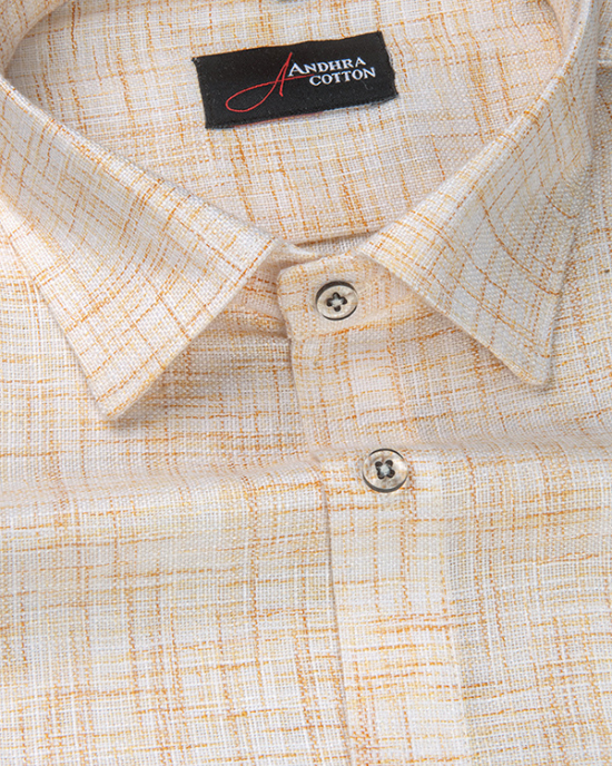 Khadi Butter with Orange Shade Colour Shirts for Men