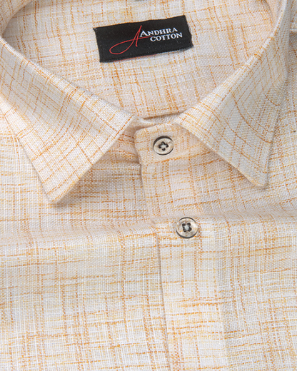 Khadi Butter with Orange Shade Colour Shirts for Men