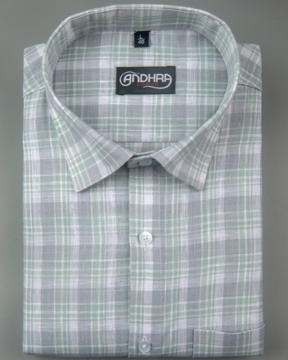 Corporate Cotton Green Fone Checks Shirts for Men