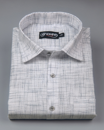 Mofatlal Khadi White with Gray Shade Shirts for Men