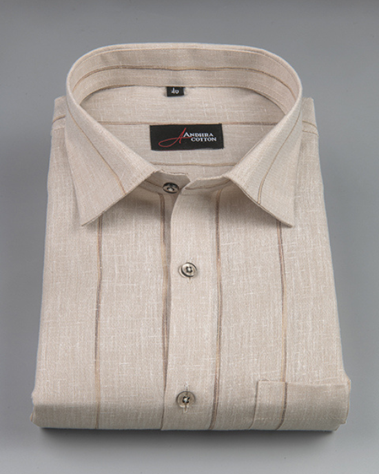 Kalas Linen Fone with Golden Lining Shirt for Men