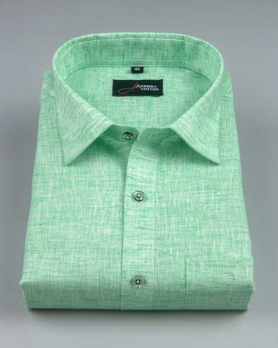 Linen Rama Green Colour Shirts for Men