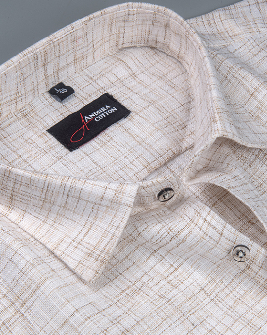 Khadi Off White with Fone Shade Colour Shirts for Men