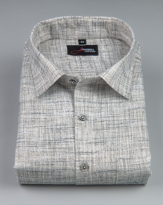 Khadi Pista Green with Gray Shade Shirts for Men
