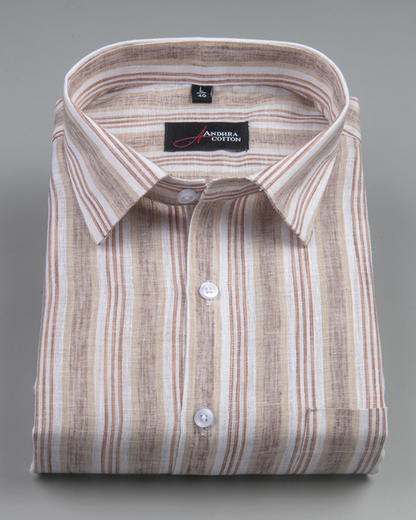 Super Fine Linen Fone Marrun Mix Patta Print Shirts for Men