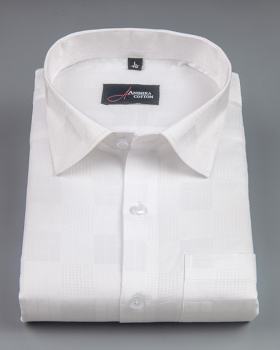 Jaquat white Sobar Dot Matrix Design Shirts for Men