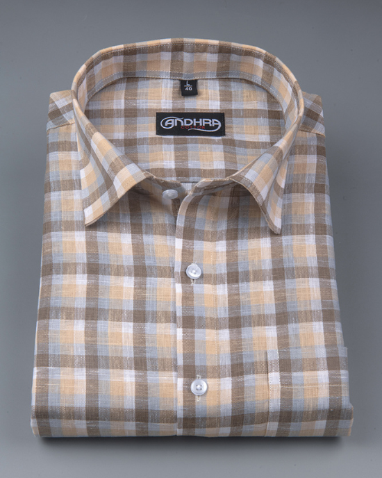 Corporate Cotton Brown Fone Checks Shirts for Men