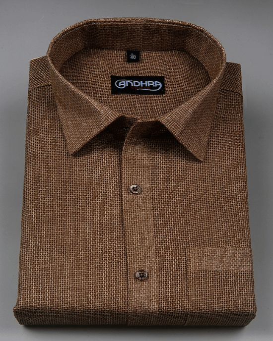 Matty Jute Linen Brown Colour Shirts for Men