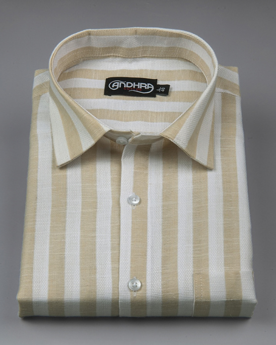 Leo Linen Jute White with Fone Patta Print Shirts for Men