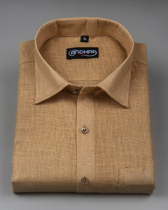 Matty Jute Linen Golden Fone Colour Shirts for Men