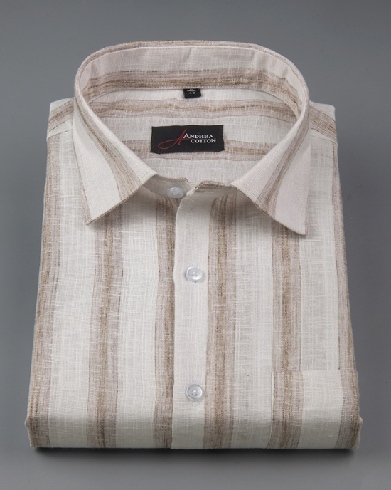 Soft Linen White with Broad Patta Shirts for Men