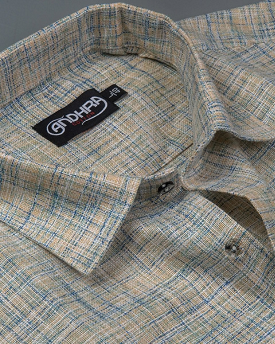 Mofatlal Khadi Fone Blue Mix Colour Shirts for Men