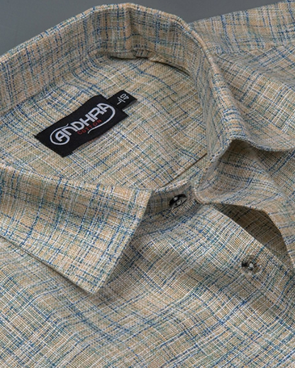 Mofatlal Khadi Fone Blue Mix Colour Shirts for Men