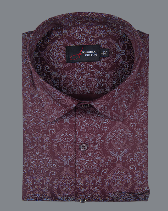 New Cotton Marrun with Rajwada Print Shirts for Men