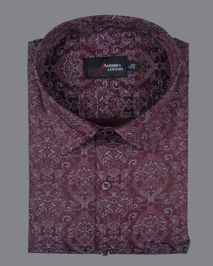 New Cotton Marrun with Rajwada Print Shirts for Men