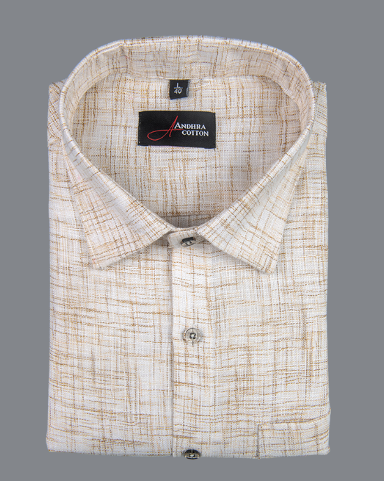 Khadi Cream with Fone Shade Colour Shirts for Men